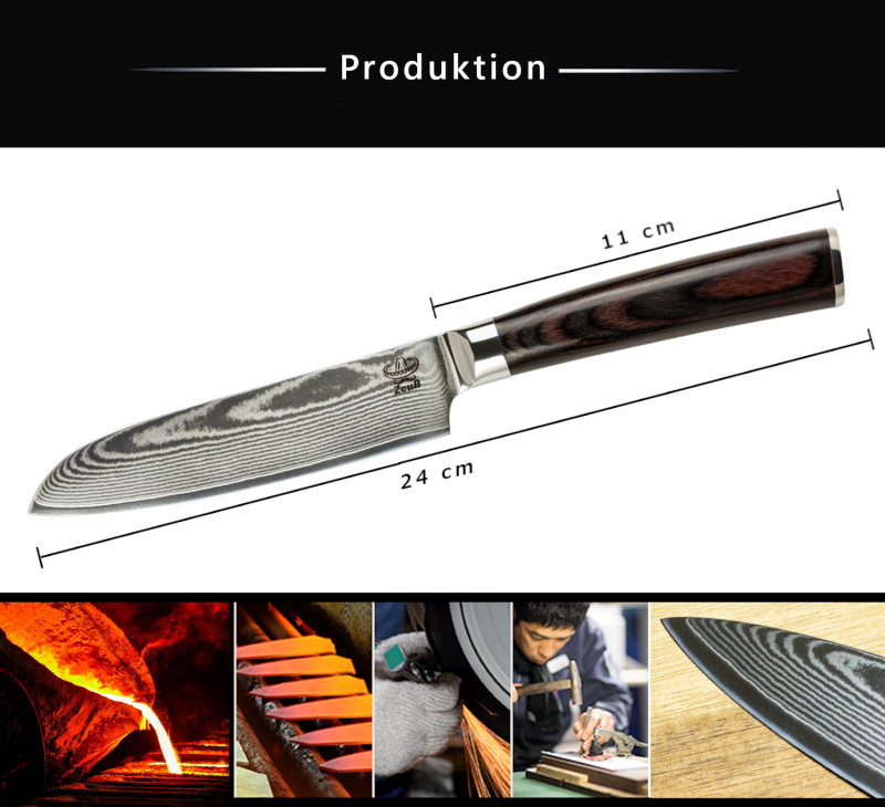 Zeuß Santoku Damastmesser Küchenmesser LH Lifestyle Kochmesser
